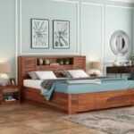 Wood  Bed With Storage