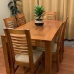 Rectangular Wooden 6 Chair Dining Table Set