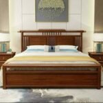 Queen Size Solid Wood Bed | Traditional Panel & Spindle Headboard | Premium