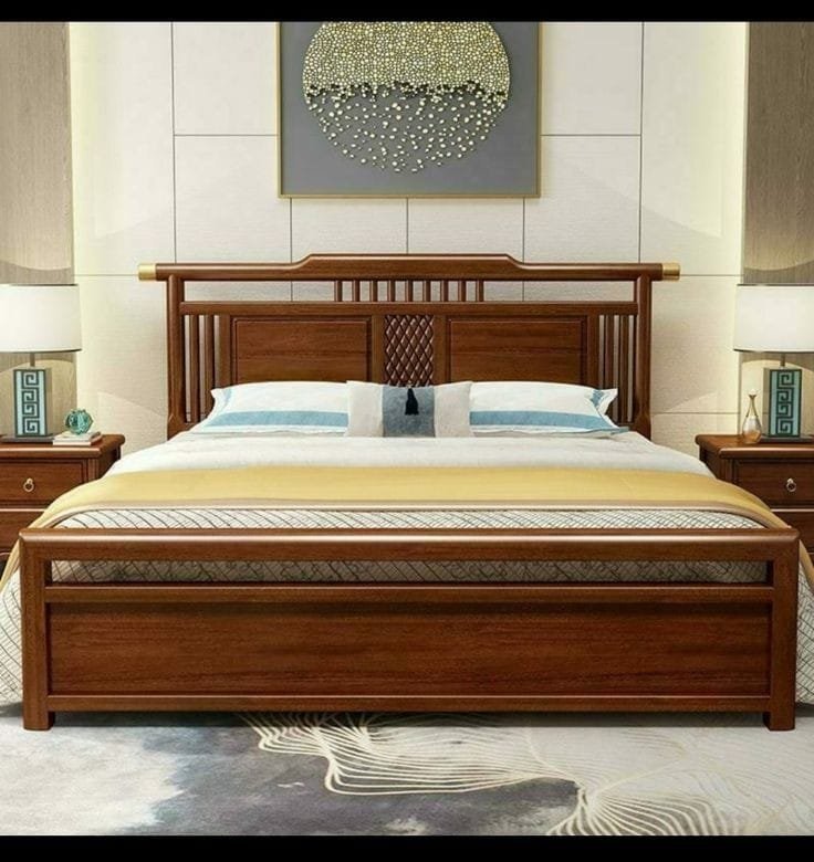 Queen Size Solid Wood Bed | Traditional Panel & Spindle Headboard | Premium