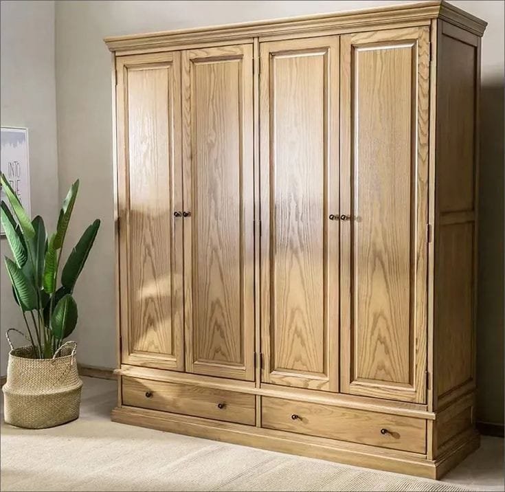 Four door solid wood wardrobe