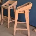 Solid wood geometric bar stool